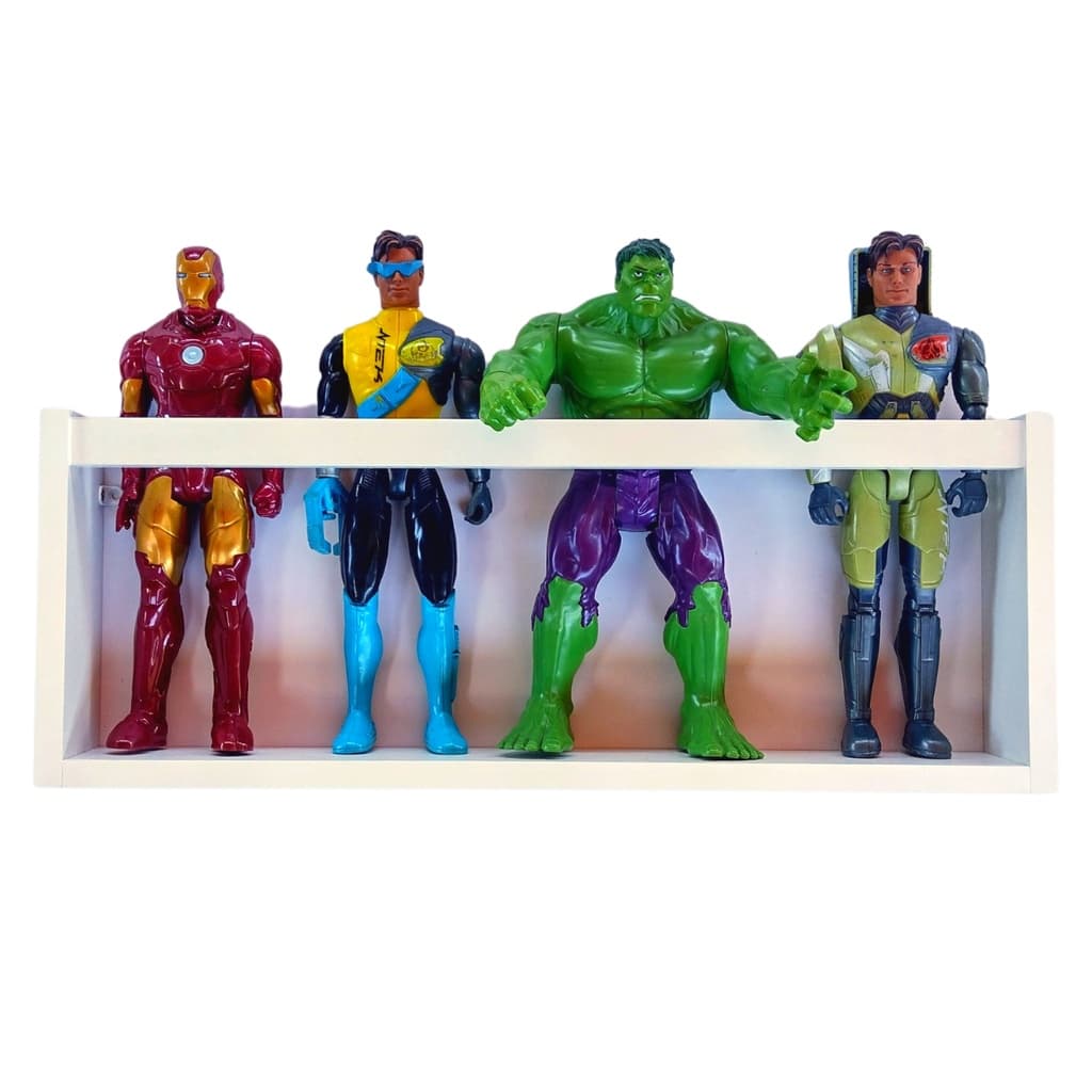 Prateleira Nicho Organizador Bonecos Heróis Estante Para Brinquedos Infantis Mdf 55cm