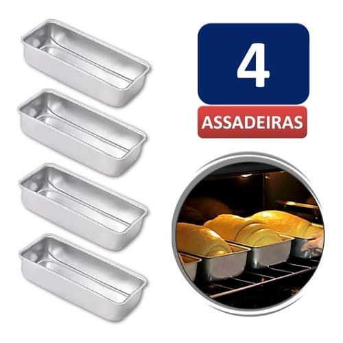 Kit 4 Formas Assadeira Pão Caseiro Gelo E Bolo Inglês N°3