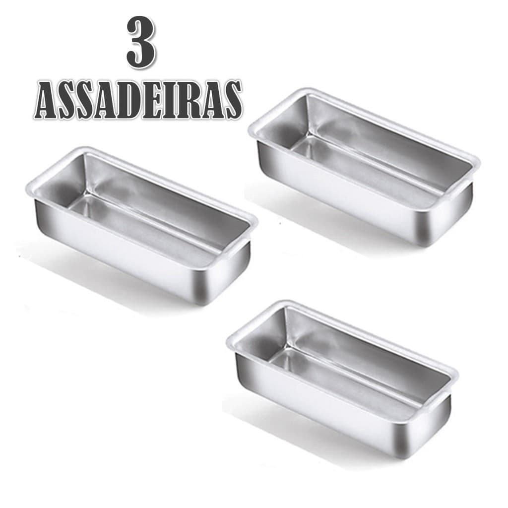 Kit 3 Formas Assadeira Pão Caseiro Gelo E Bolo Inglês N° 2