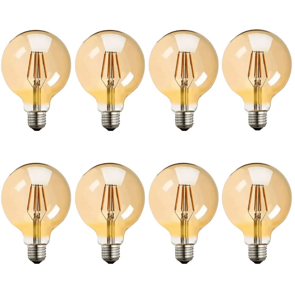 Kit 8 Lâmpadas Filamento de Led Retrô Vintage G80 4w Bivolt E27 Amarelo Âmbar Galaxy Led UpLed