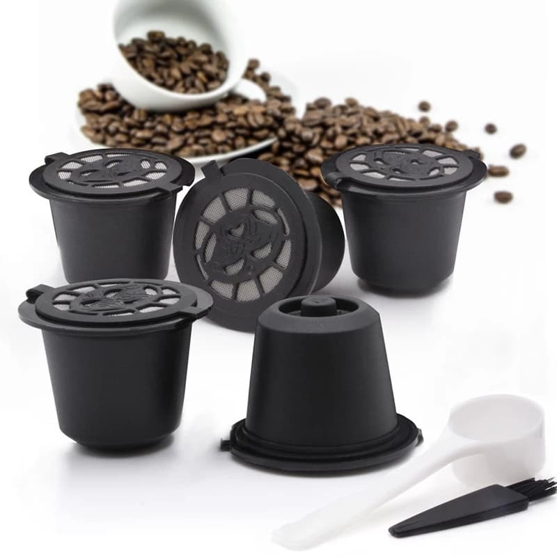 4 Cápsulas Nespresso Reutilizável Preta Mais Pincel e Colher