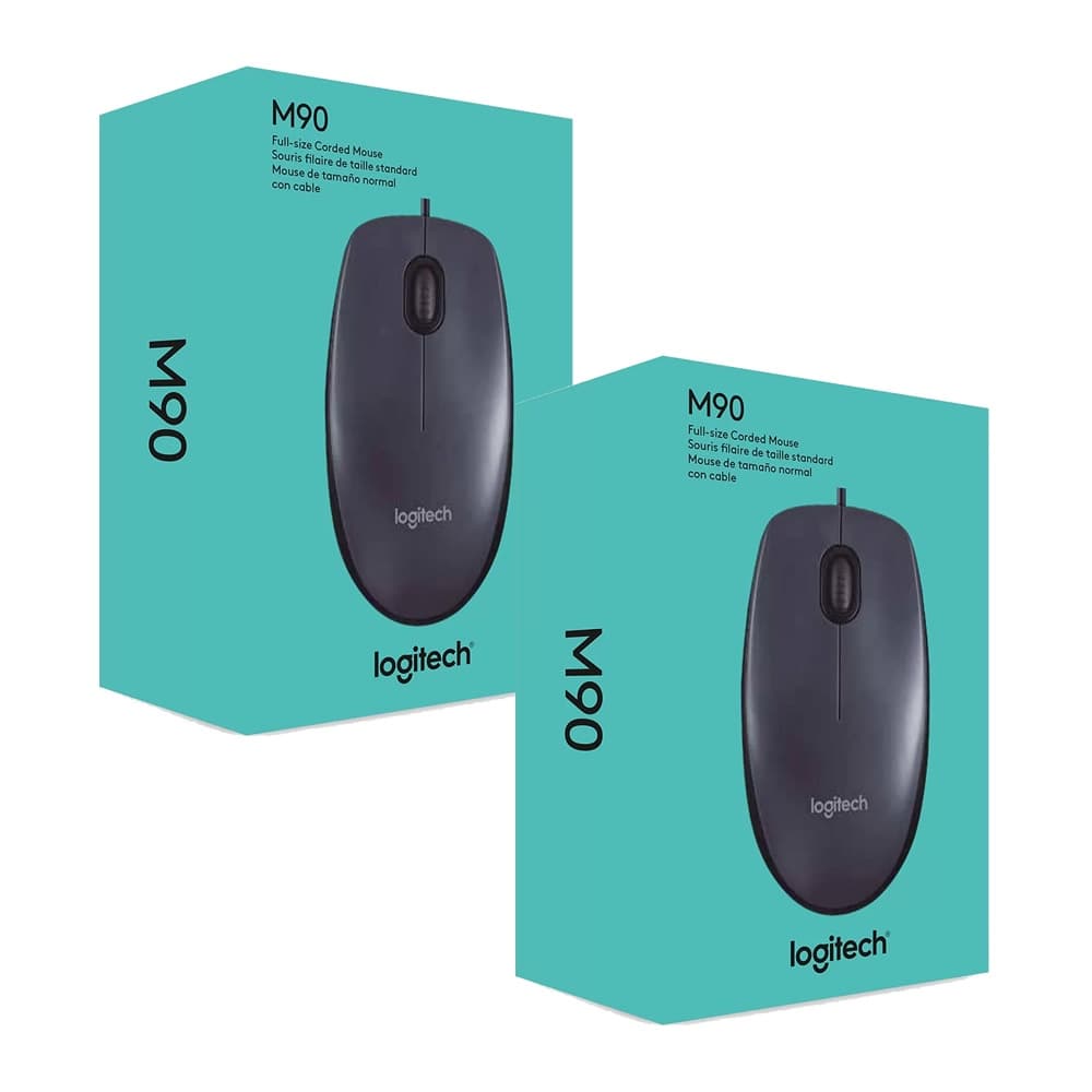 Kit 2 Mouse com fio USB Logitech M90 Preto 1000dpi Novo Lacrado