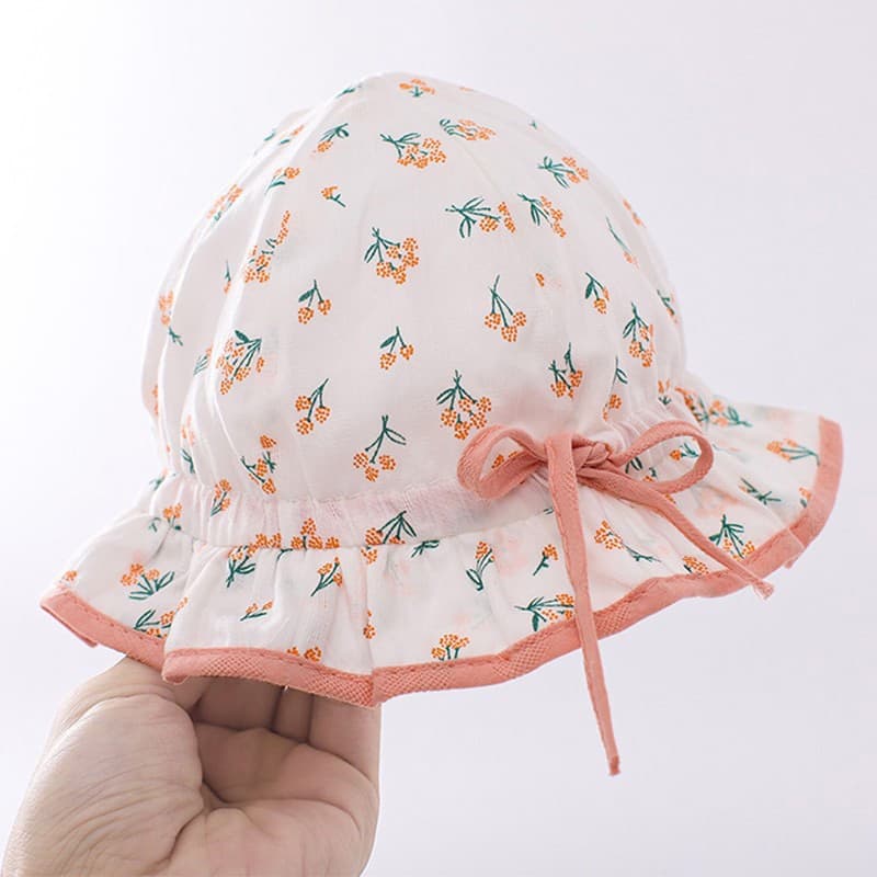 Sweet Floral Print Baby Dome Fisherman Chapéu De Pescador Bebê Bowknot Infantil Boné De Bacia Panamá Visores Solares Outdoor Algodão Macio Para Menina Toddler