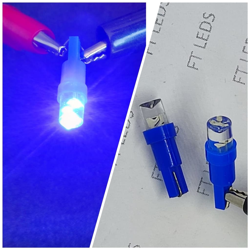 5/10 x lampada T5 acrílico AZUL Painel Moto Carro Esmagadinha camarãozinho
