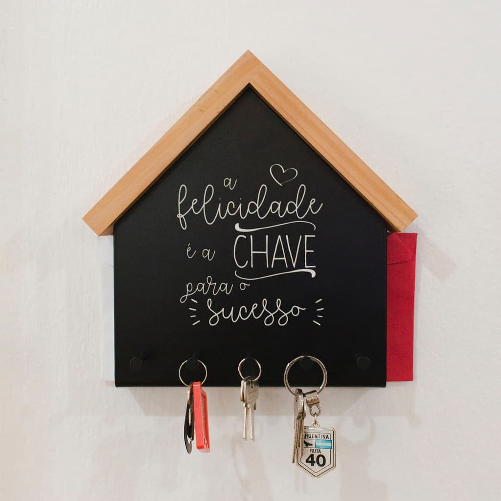 PORTA CHAVES E CORRESPONDENCIAS CASA - FELICIDADE