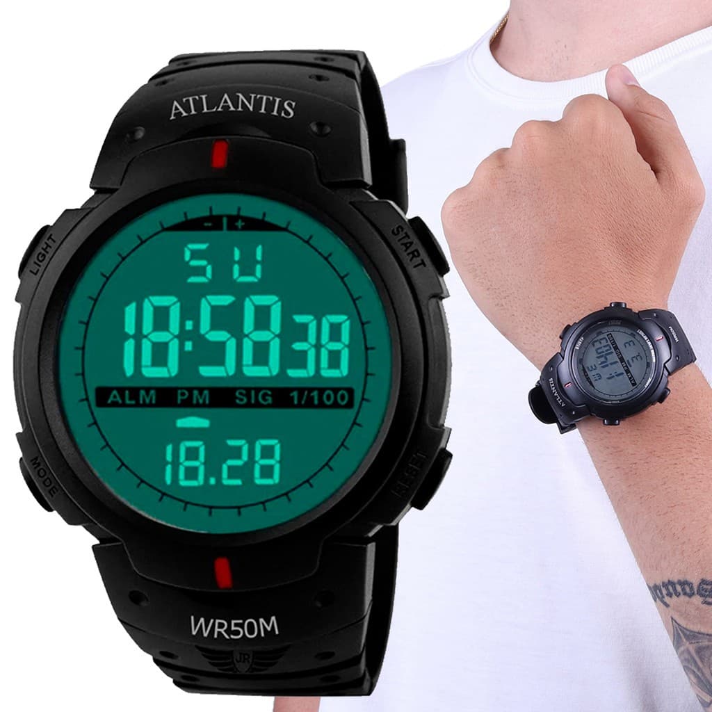 relógio masculino Atlantis g sport shock esportivo Militar á Prova d água c/ Caixinha Acrílica