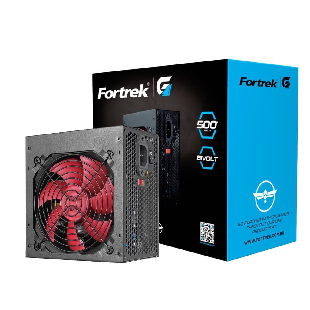 FONTE GAMER ATX 500W CRUSADER FORTREK BIVOLT