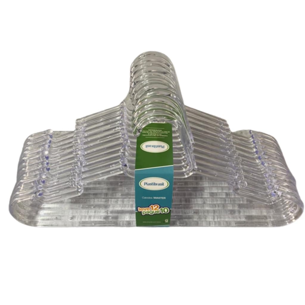 Kit 12 Cabides Acrílico Resistente Transparente Organizador de Roupas Reforçado