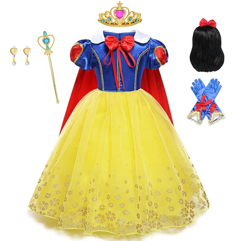 E57 Traje Clássico Da Princesa Branca De Neve Para Crianças Halloween Cosplay Disfarce Vestidos De Festa Meninas