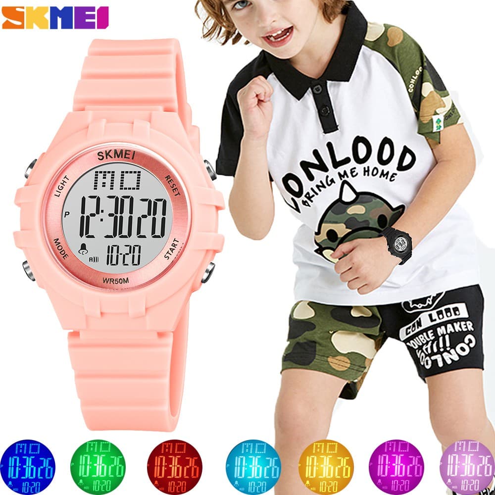 Relógio Skmei Digital Esportivo Infantil Com Display Led E Alarme Luminoso À Prova D 'Água
