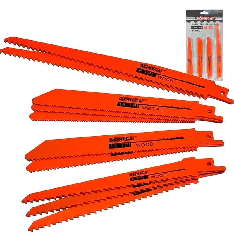Jogo De Lâminas Tipo Dentes De Serra Sabre Para Serra Tico Tico Madeira E Metal Kit Com 10 Peças