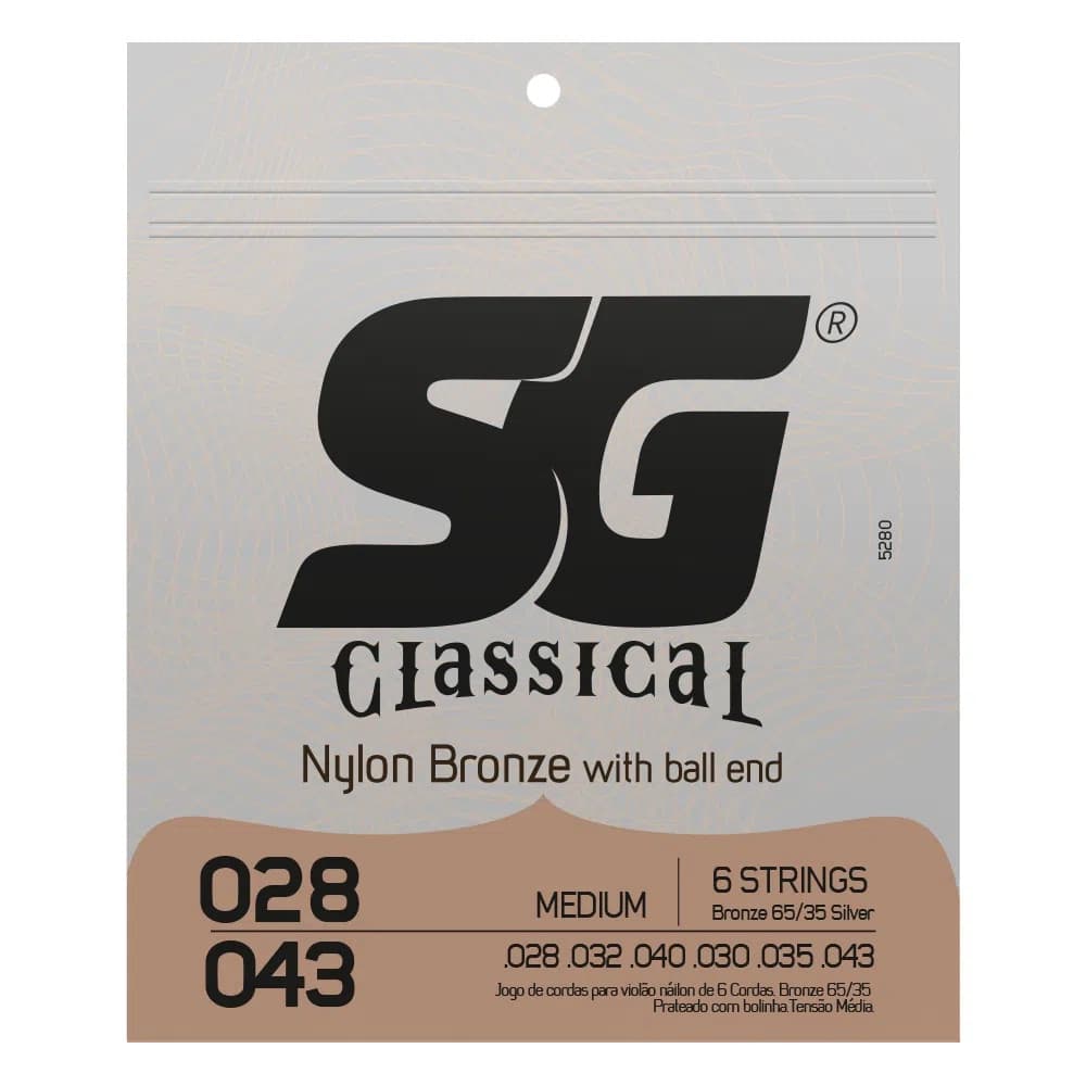 Encordoamento SG Nylon Violão de 6 Cordas Medium