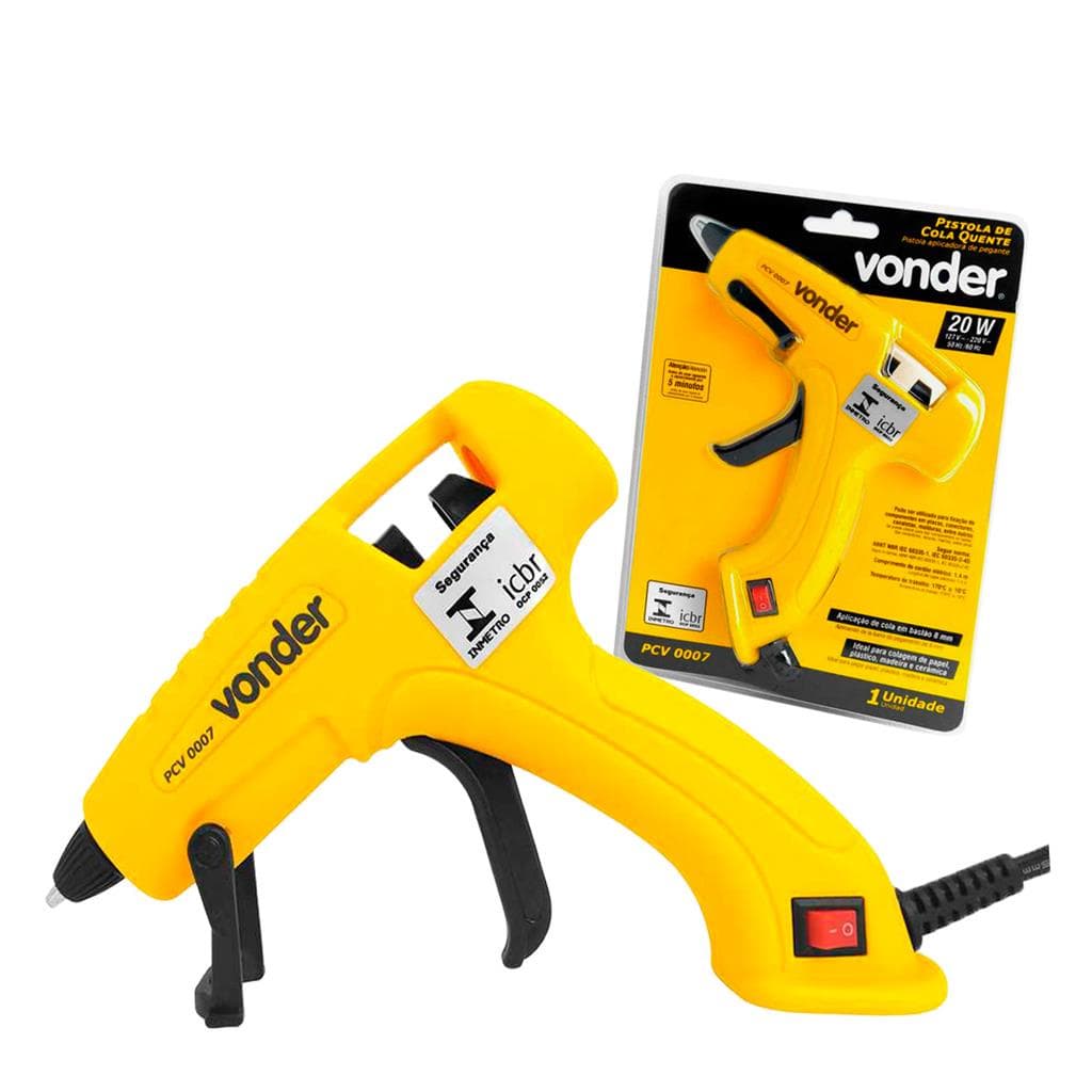 Pistola de Cola Quente Profissional Bico Fino Vonder PCV007 20W Bivolt Fica em Pé