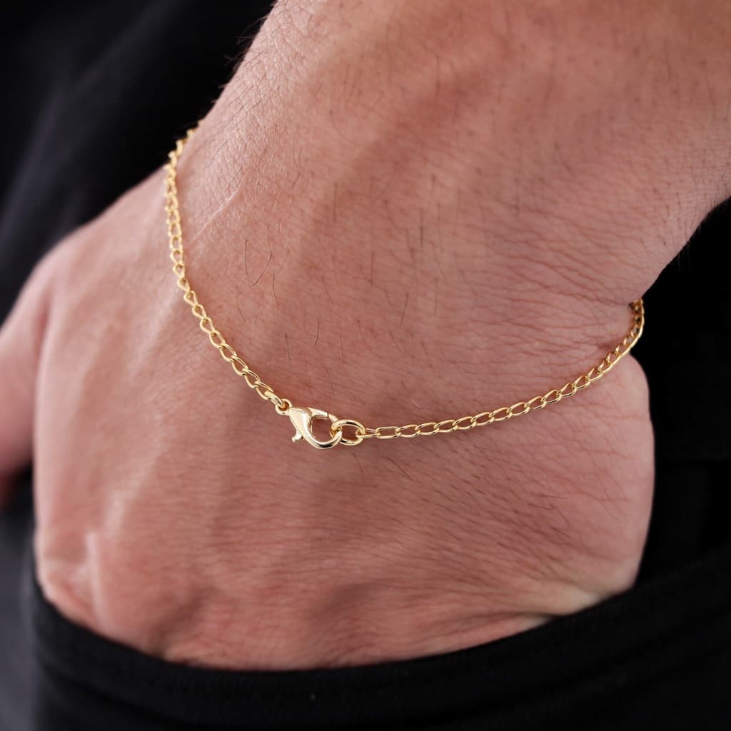 Pulseira Grumet Fininha 1mm/20cm Banhado a Ouro 18k