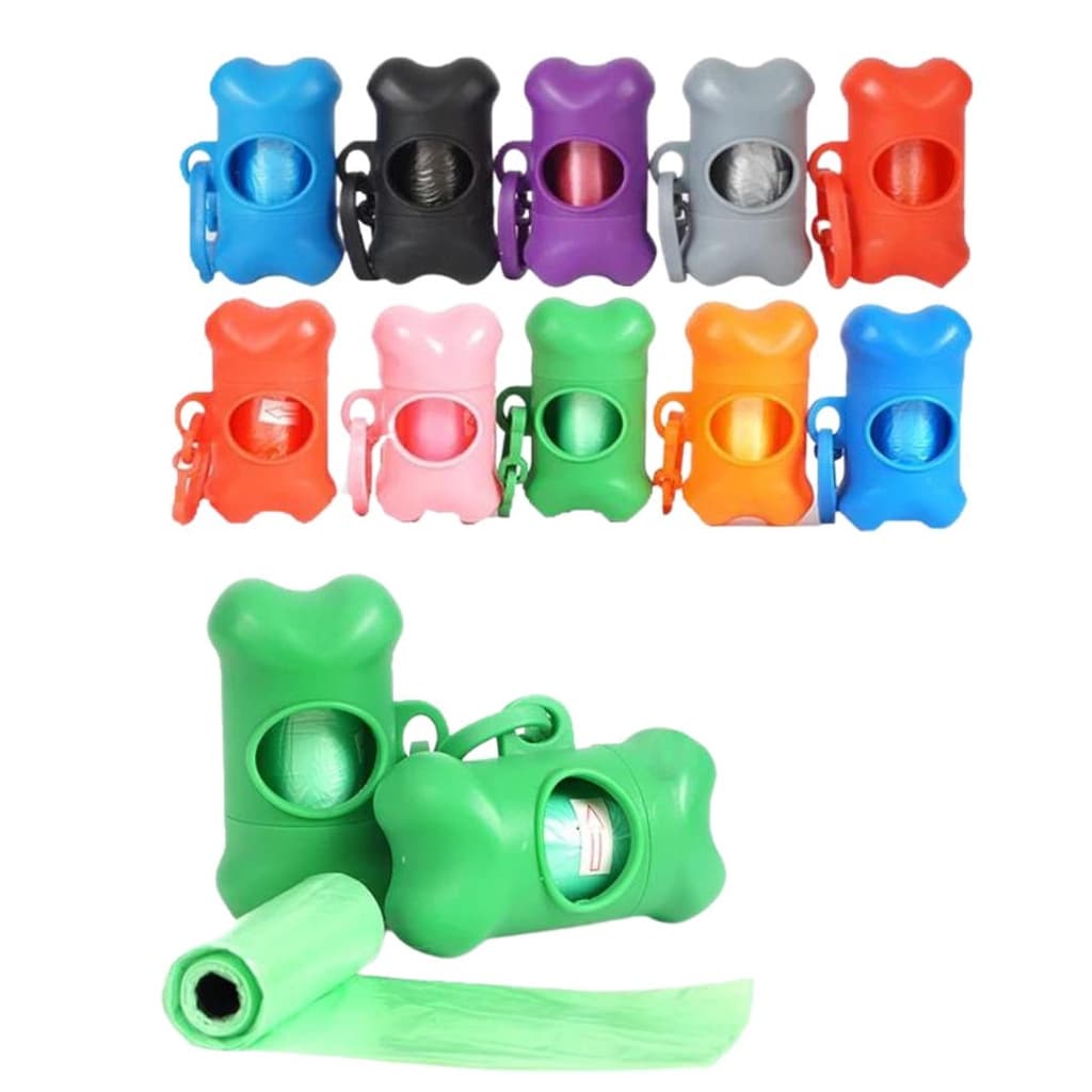 Kit Cata Caca com Porta Saquinho para Cachorro Gato Pet c/ 1 Refil Higiene Formato Osso