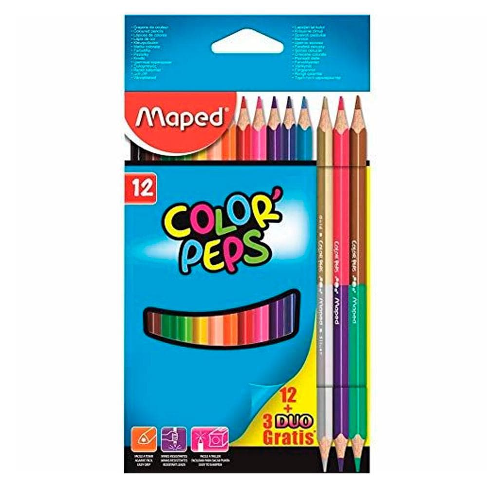 Lapis De Cor 12 Cores + 3 Lapis Duo Color Peps Maped