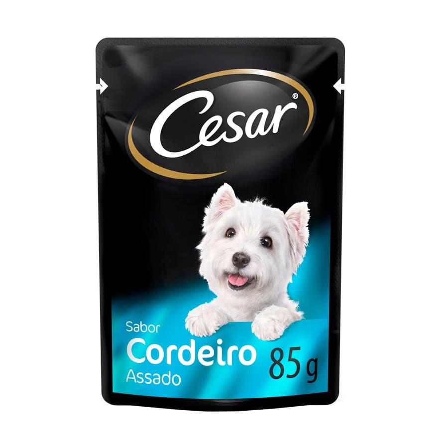 Ração Úmida Cesar Sachê Cães Adultos Cordeiro Assado ao Molho 85g