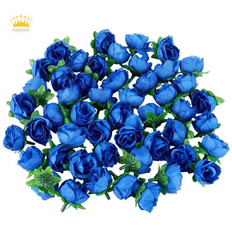 50 Rosas Artificiais , 3 cm Alto , Decoração De Casamento , Azul Marinho