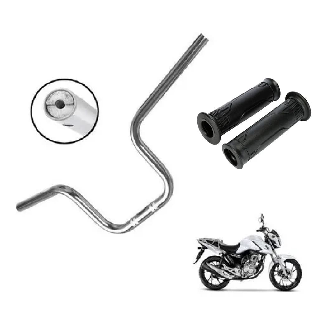 Guidão Com Rosca Manopla Moto Cargo Pcx Cg Fan Titan 125/150/160 Cromado