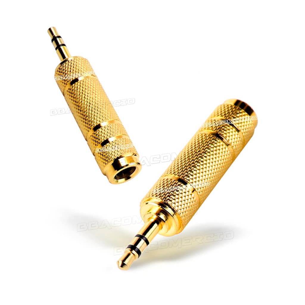 Adaptador P10 Femea P2 Macho Ouro Pro Akg Koss Sony Estéreo