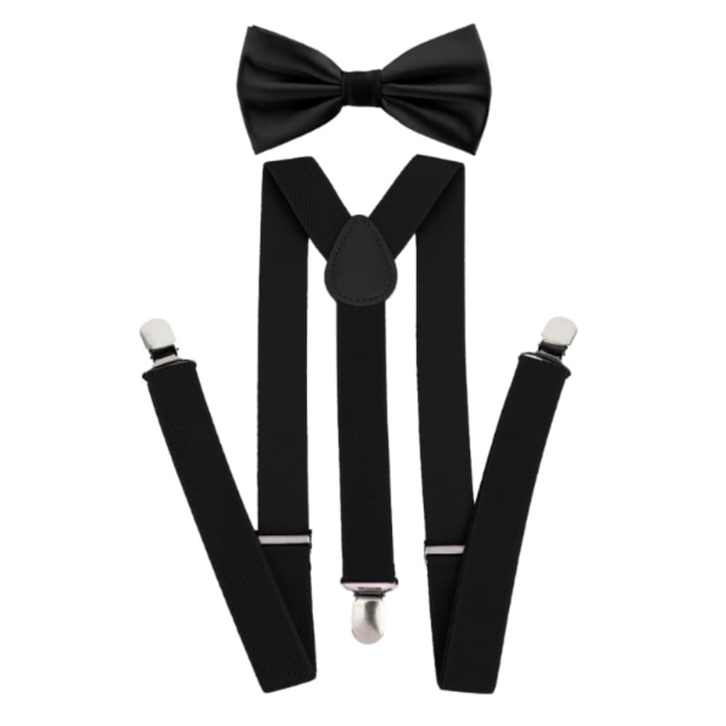 Kit Suspensório + Gravata Borboleta Adulto e Infantil - Casamento, Fantasias e Festas!