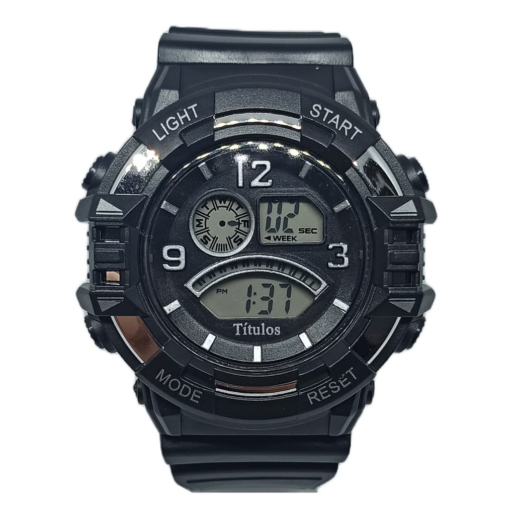 Relogio Sport Masculino Digital Barato Preto Com Prata