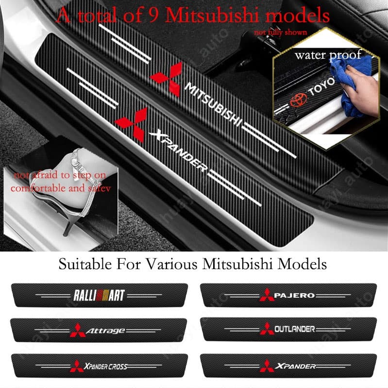 Adesivo Mitsubishi Autocolante De Soleira De Carro Anti-Riscos Protetor De Porta-Malas À Prova D'água Para Attrage Mirage Outlander Pajero Triton Xpander Cross