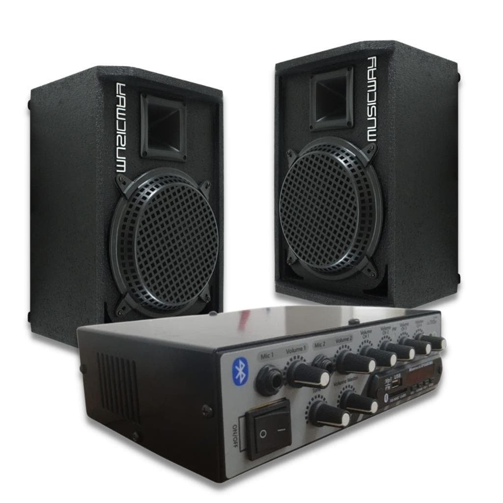 Kit 2 Caixas Acusticas Retorno+Amplificador Music WAY