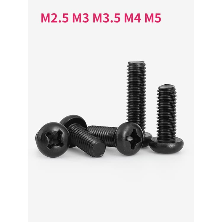M2.5 M3 M3.5 M4 M5 Cabeça Redonda Preta Parafuso Cruzado Da Panela PM Phillips
