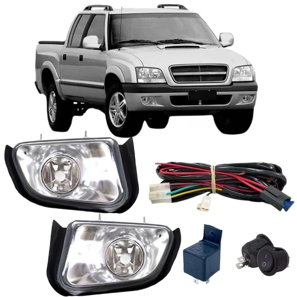 Kit Farol Auxiliar CHEVROLET S10 2001 ate 2011 Vidro