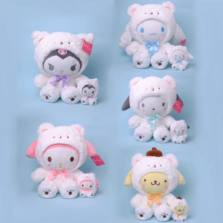 Fofo Sanrio Kuromi Melodia Cão Canela Pacha Cachorro Cruzado Urso Polar Boneca De Pelúcia