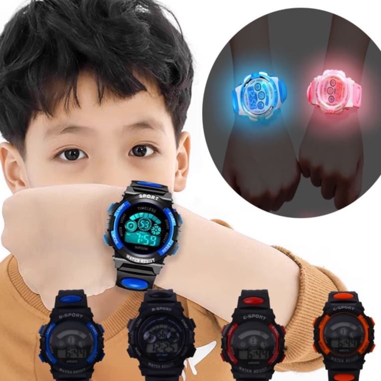 Relógio De Pulso Eletrônico Infantil À Prova D'água Luminoso Com Display LED E Multifuncional