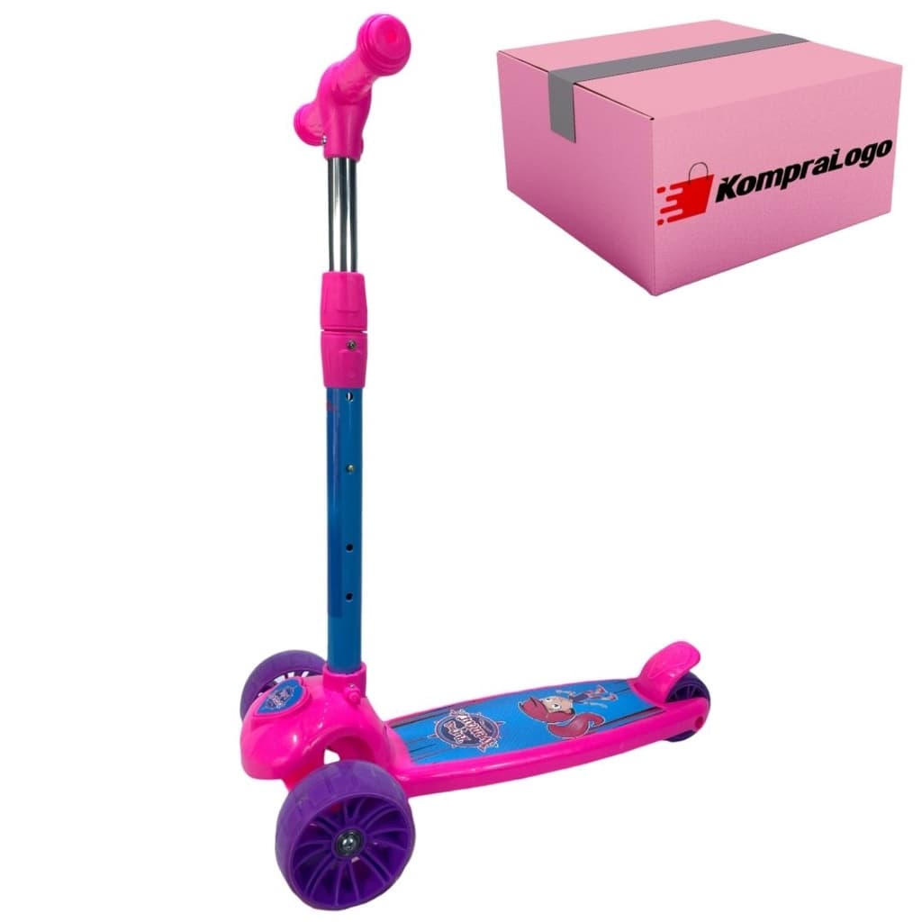Patinete Rosa Infantil 3 Rodas Menina Luz Led Feminino