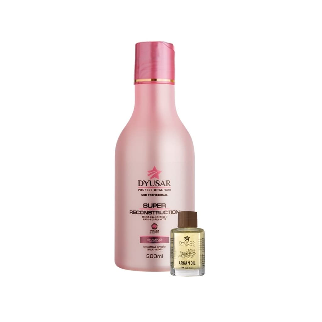 Kit Shampoo Super Reconstrução e Óleo Oil Argan 9ml DYUSAR
