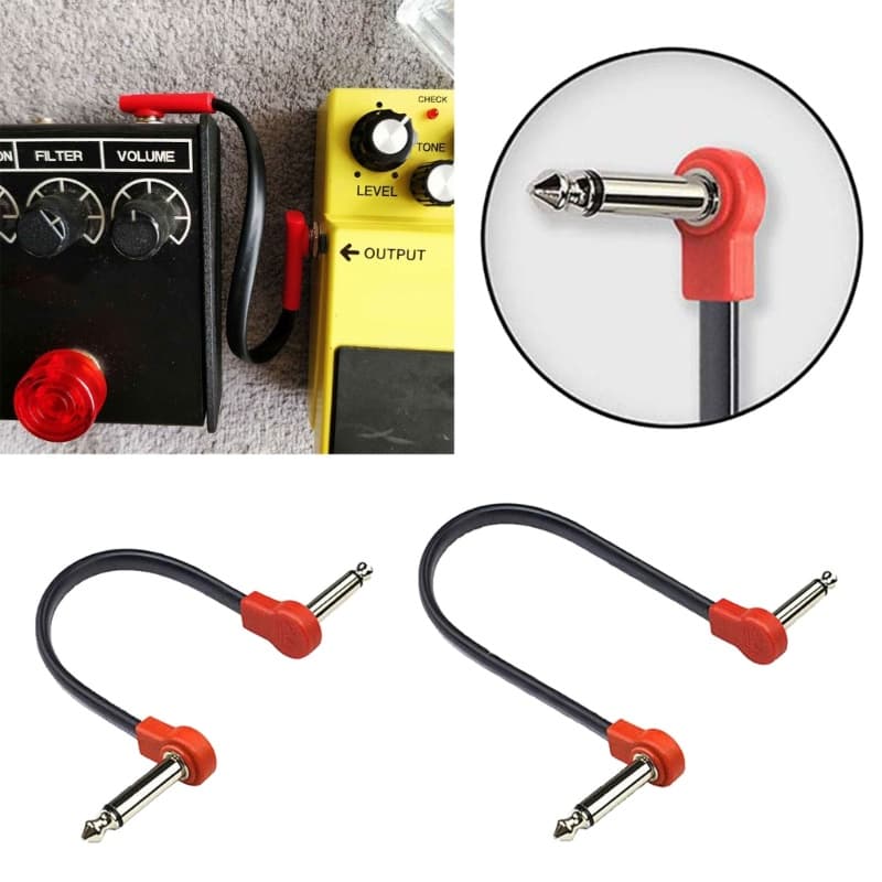 Estone 1 4 Polegada Cabos De Pedal De Guitarra Ângulo Reto Plug 15cm 20cm Cabo De Remendo Portátil Instrumento Efeitos P