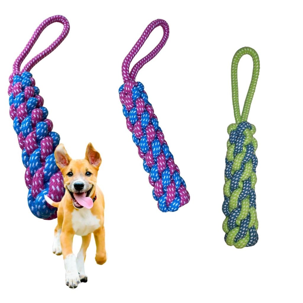 Brinquedo Pet para Cachorro Corda Entrelaçada Comprida Mordedor Resistente Sortido