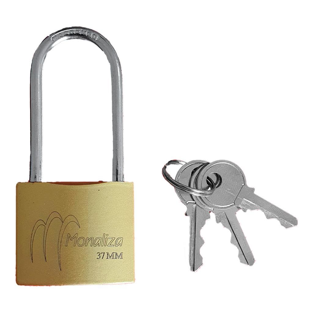 Cadeado Bronze Haste Longa 37mm Portao C/ 3 Chaves