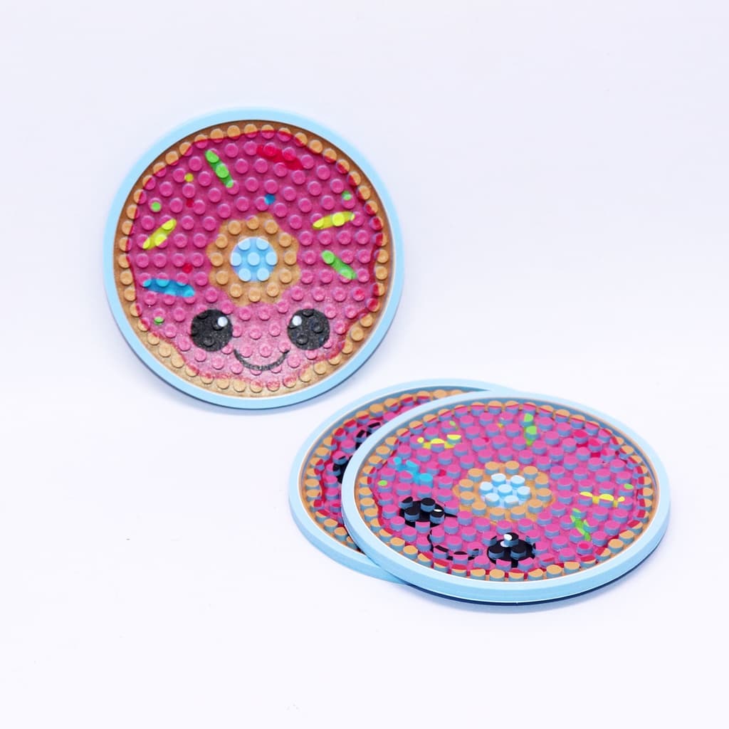 PORTA GARRAFAS E COPO DONUTS DIVERTIDO COM RETENÇÃO KIT 4 PECAS