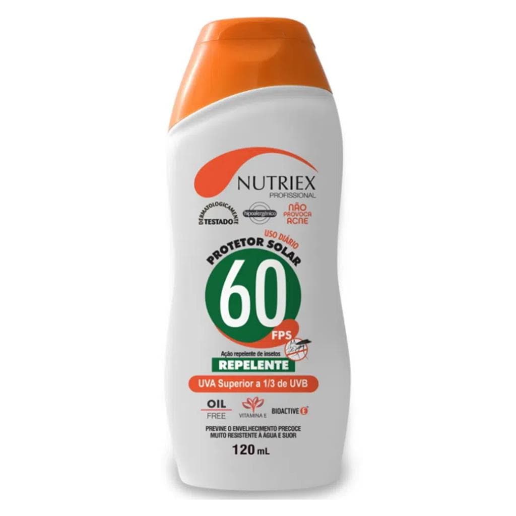 Protetor Solar Com Repelente Nutriex Profissional 60 Fps Repele Mosquito Pesca Afasta Inseto