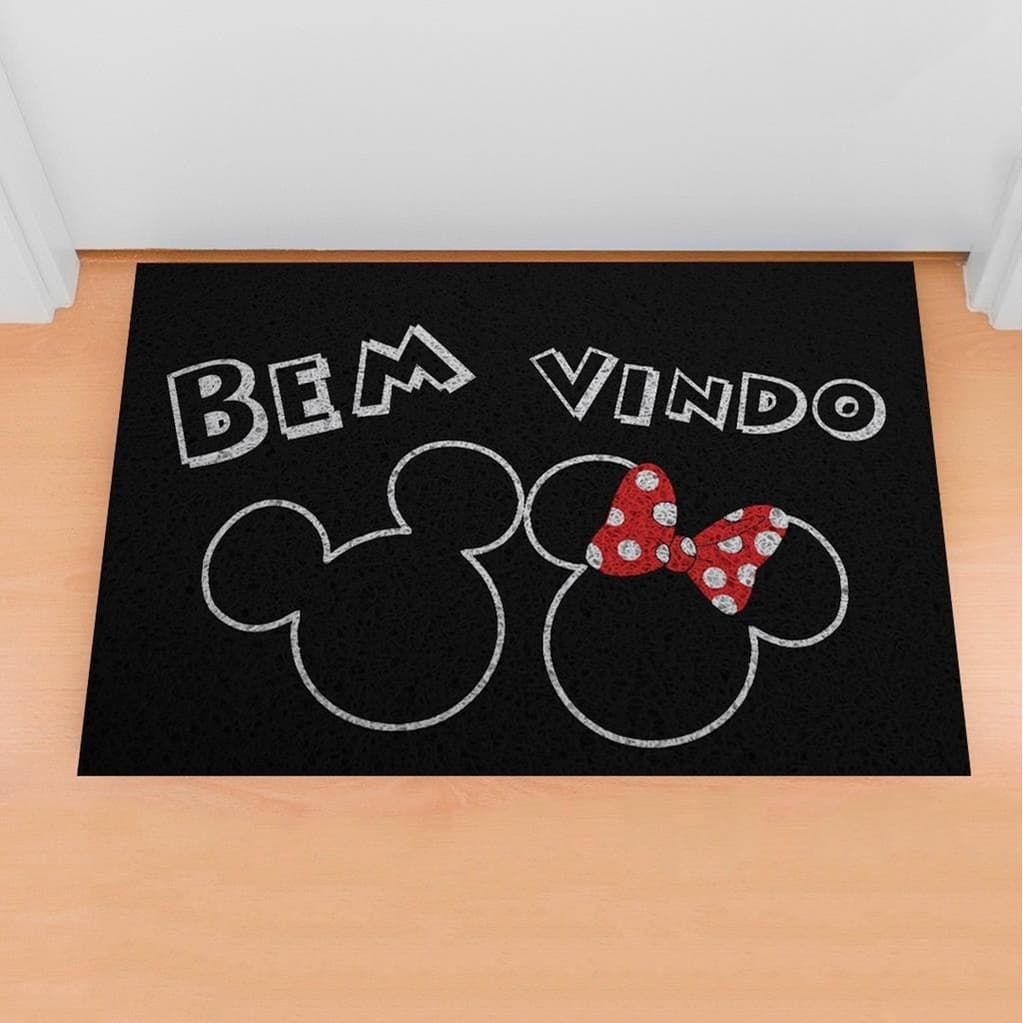 Tapete Capacho Divertido Bem Vindo Mickey & Minnie porta ape casa lar