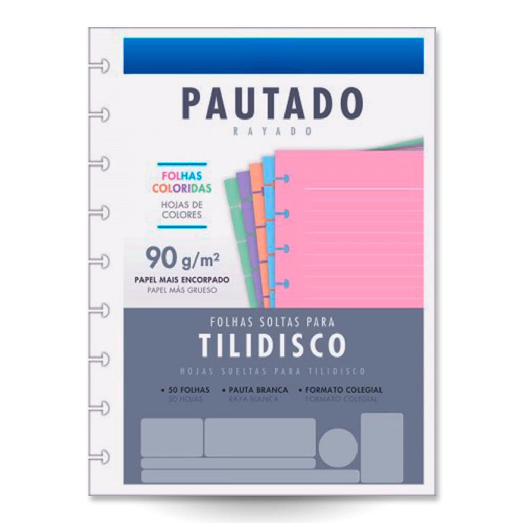 Bloco De Folhas Coloridas P/Tilidisco Univ 50 Folhas Tilibra