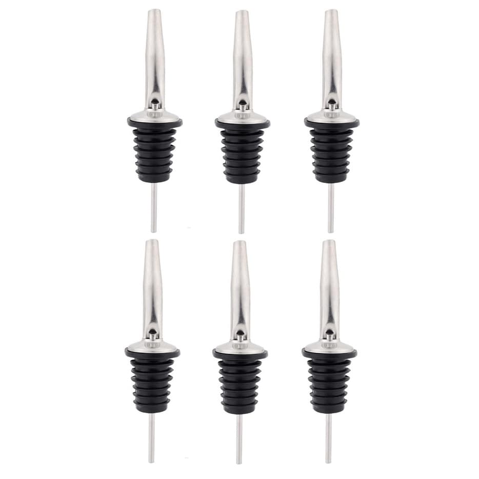 Kit 06 Bico Dosador Inox Biqueira de Garrafa Bar Bartender Bebidas Vodka Drink Tequila
