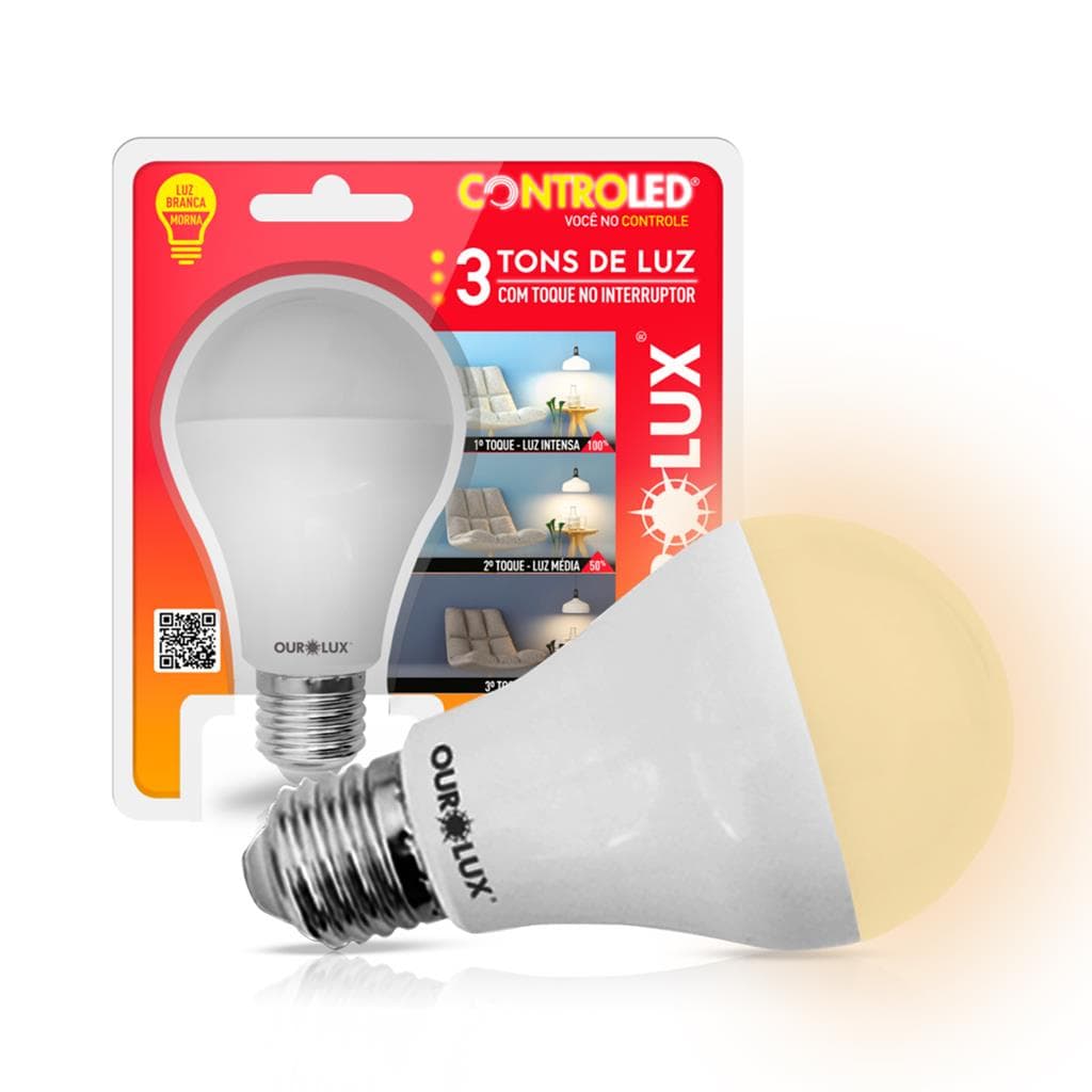 Lampada Led Inteligente 3 Tons Dimmer 9W Bivolt Bulbo E27