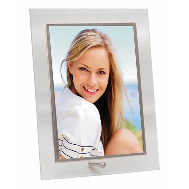 Porta Retrato Vidro Reto Prime Borda Prata 10x15 Vertical – Tuut