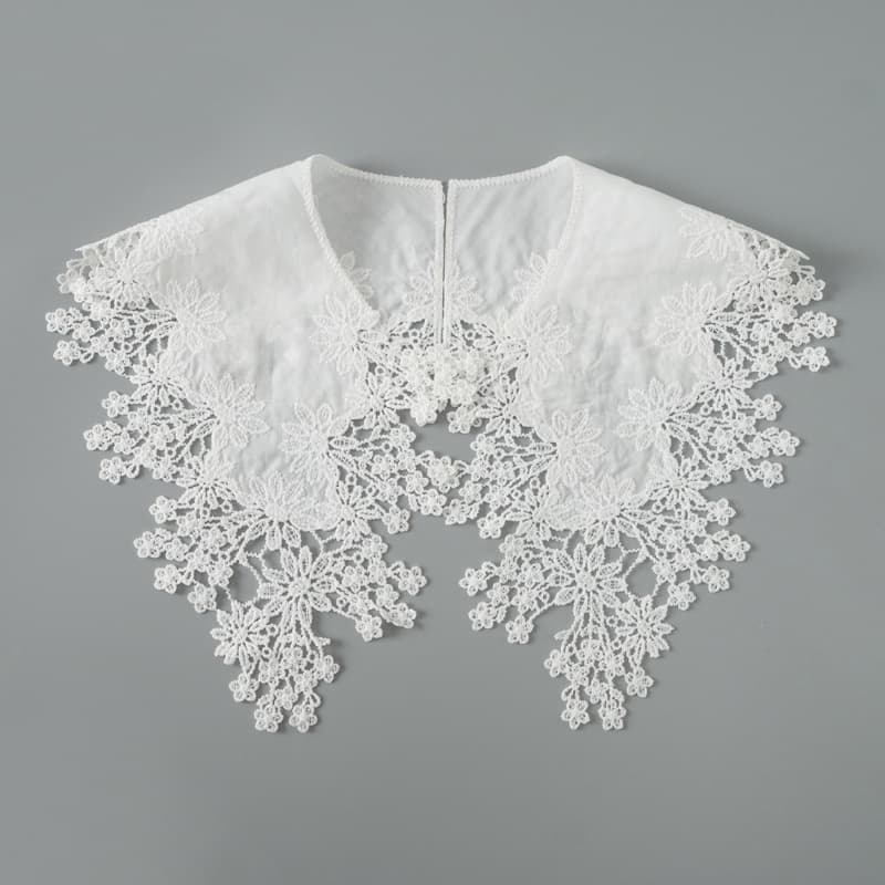 1Pair White Flower Bordado De Flor Branco Em Renda Colarinho De Costura Applique Craft