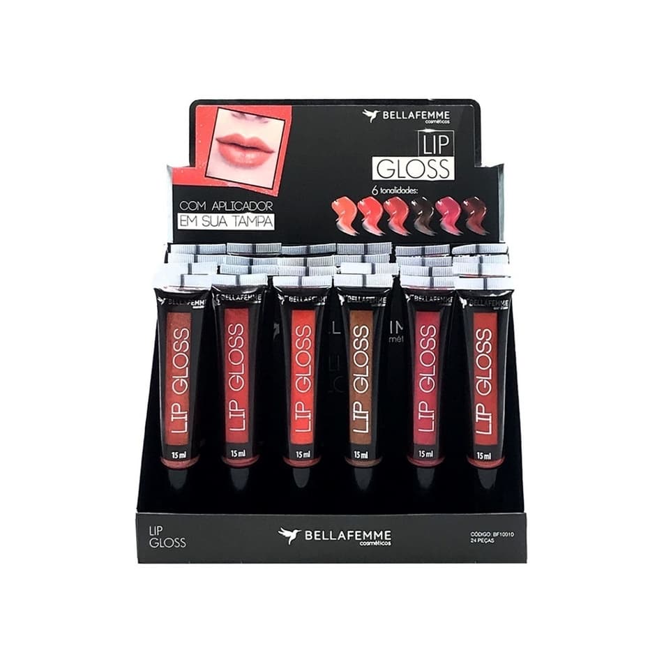 Lip Gloss Com Aplicador Bella Femme - Box Com 24 Unidades