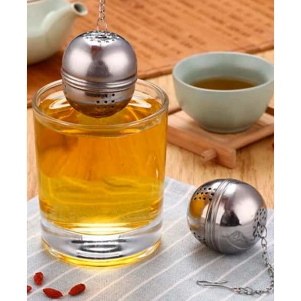 Infusor De Chá E Ervas Inox Peneira Coador Corrente Bolinha