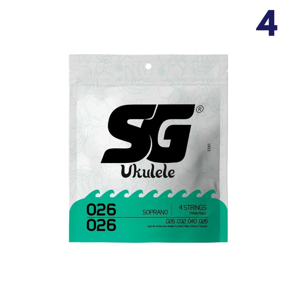 KIT C/ 4 PCTES CORDAS NYLON CRISTAL 026 P/UKULELE SOPRANO SG 10981