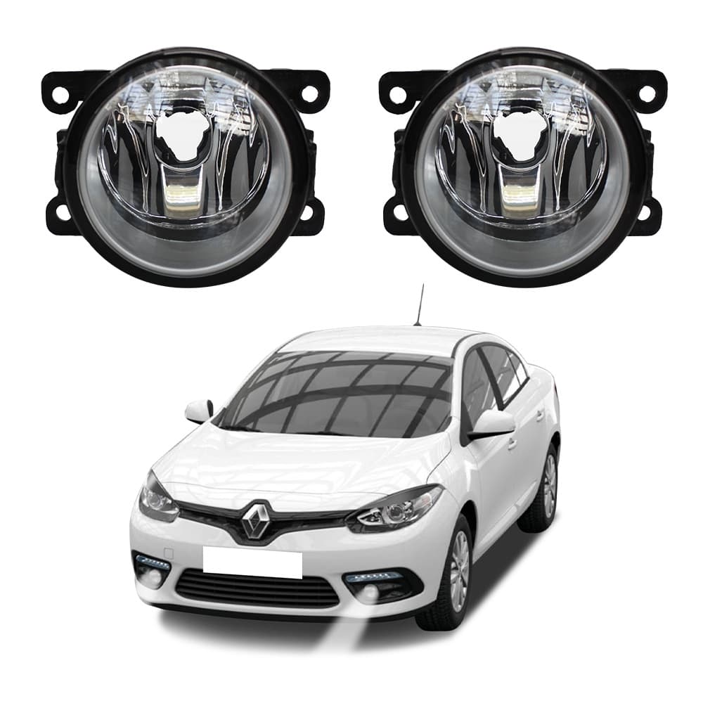 Farol de Milha Fluence 2011 a 2019 Par Farol Auxiliar de Carro Lente de Vidro Neblina Automotivo
