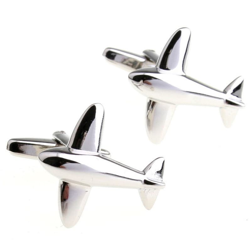 Abotoaduras Populares de Alta Qualidade em Prata, Abotoaduras com Tema de Aeronave, Abotoaduras Francesas